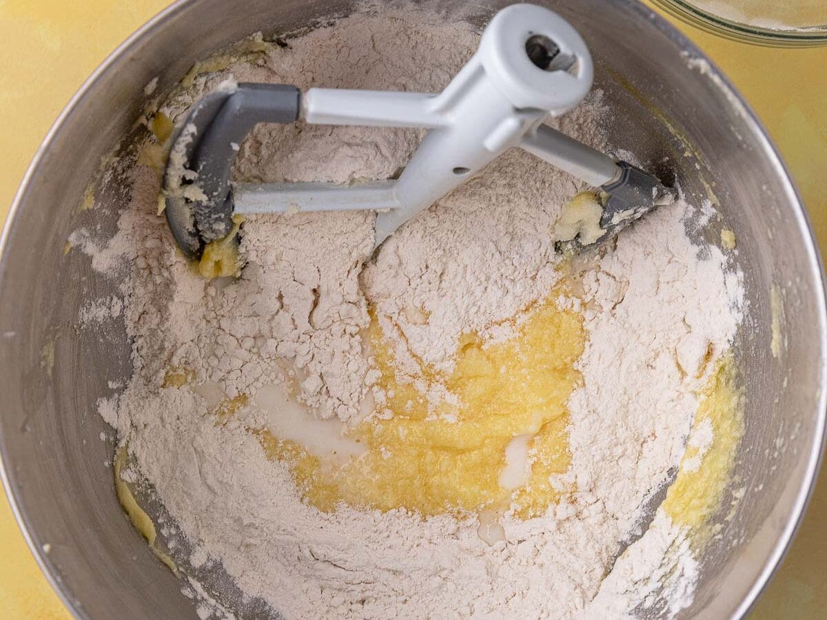mixing batter 