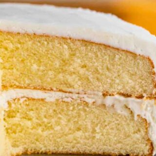 sweet, creamy, and velvety frosting in and around cake