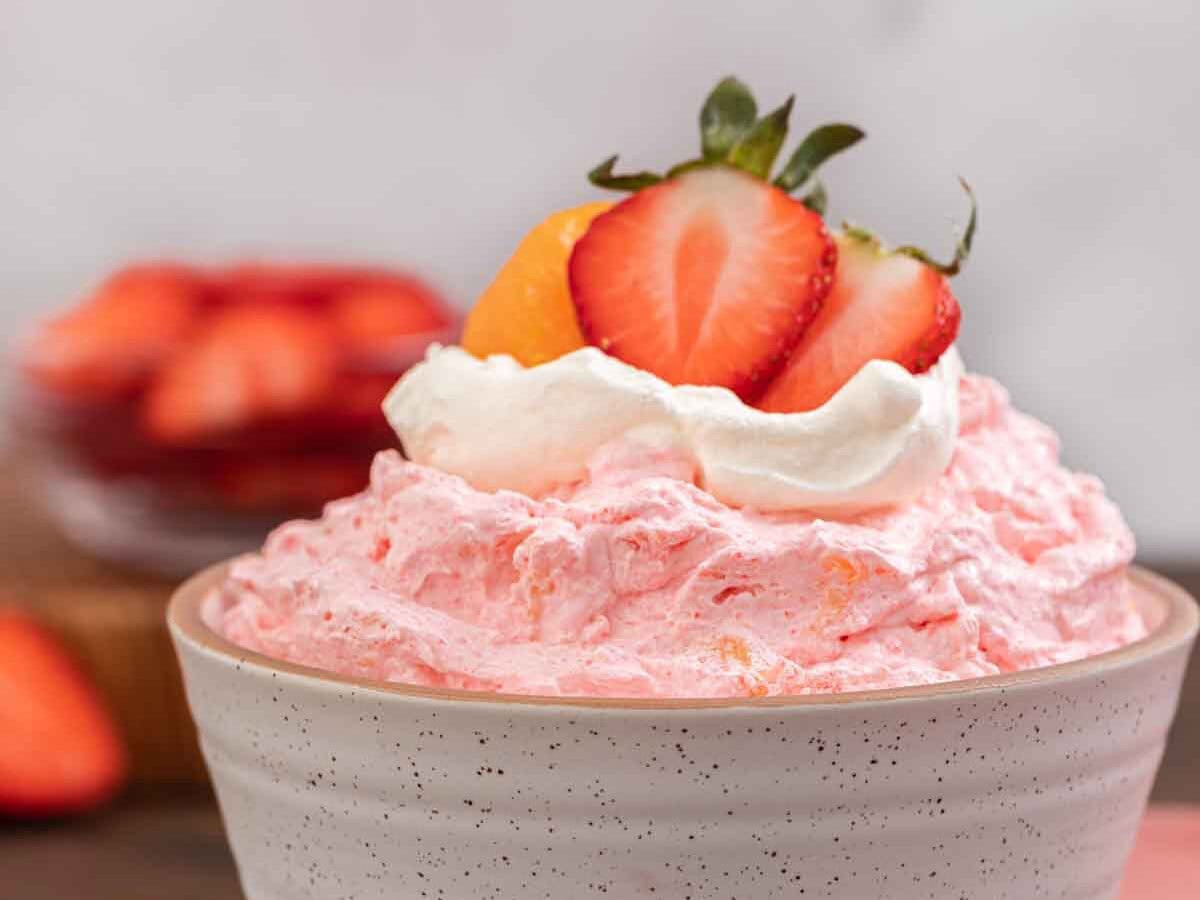 Closeup of dessert in a bow 