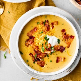 Soup served in a white bowl