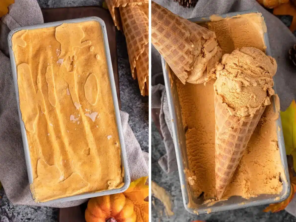 Collage of ice cream and cone