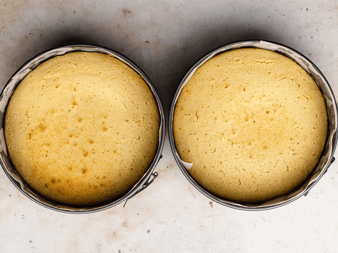 Two baked vanilla cakes