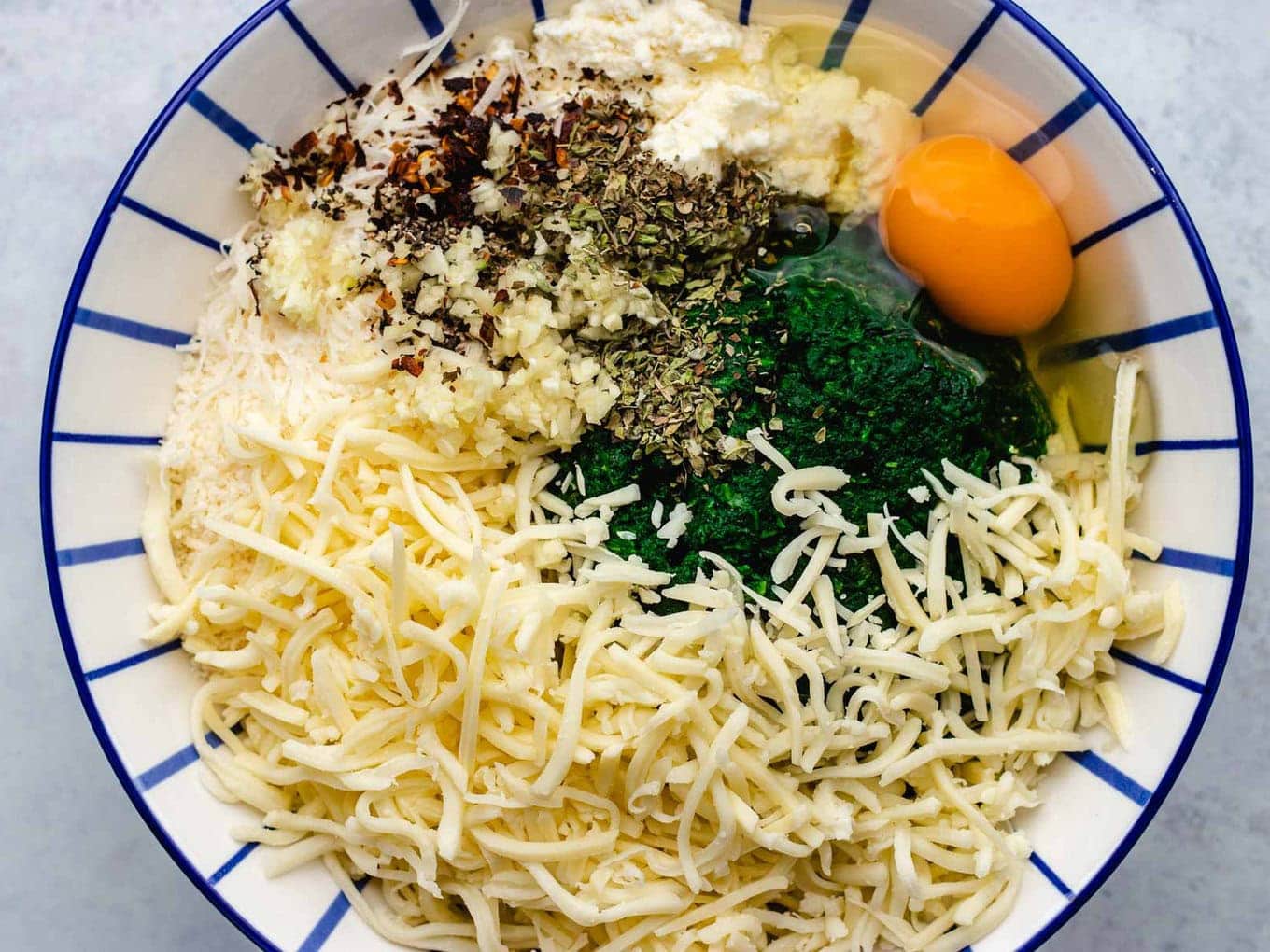 mixing filling in a bowl 