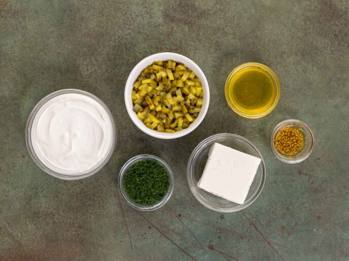 Unmixed dip ingredients