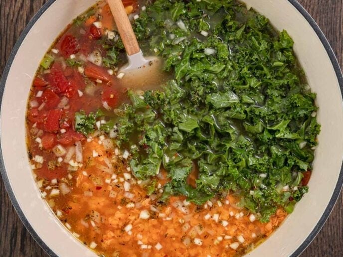Stirring stew ingredients