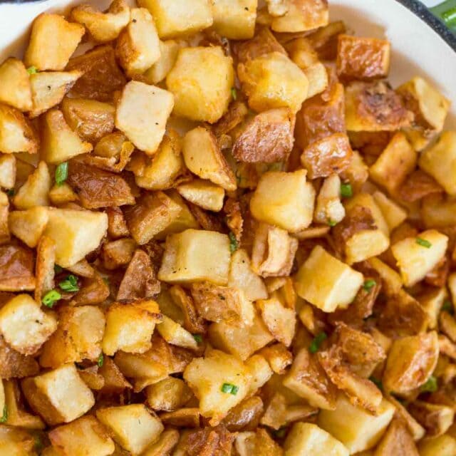 Cooked Hash Browns in a pan
