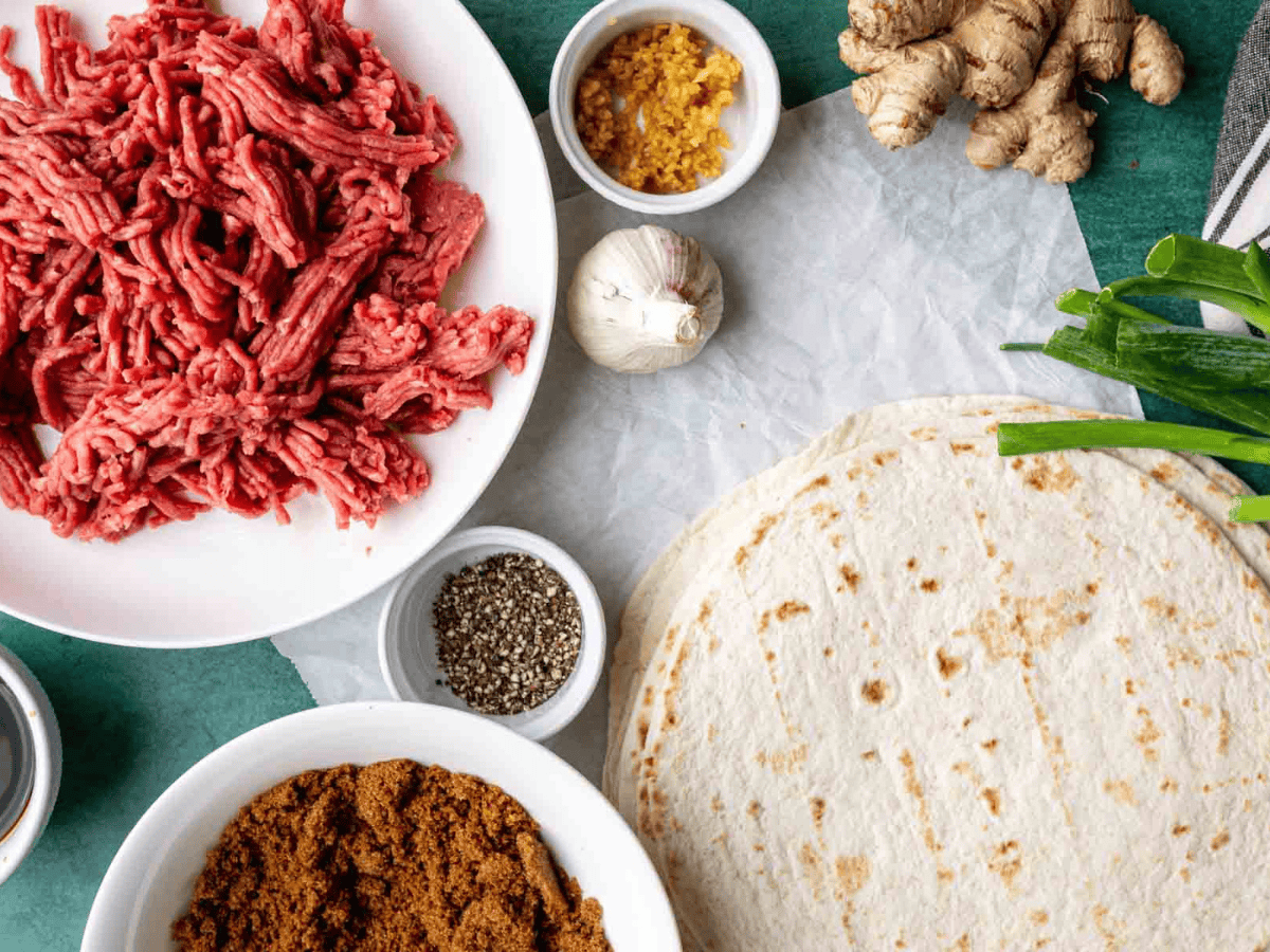 Ingredients for Asian fusion wrap.
