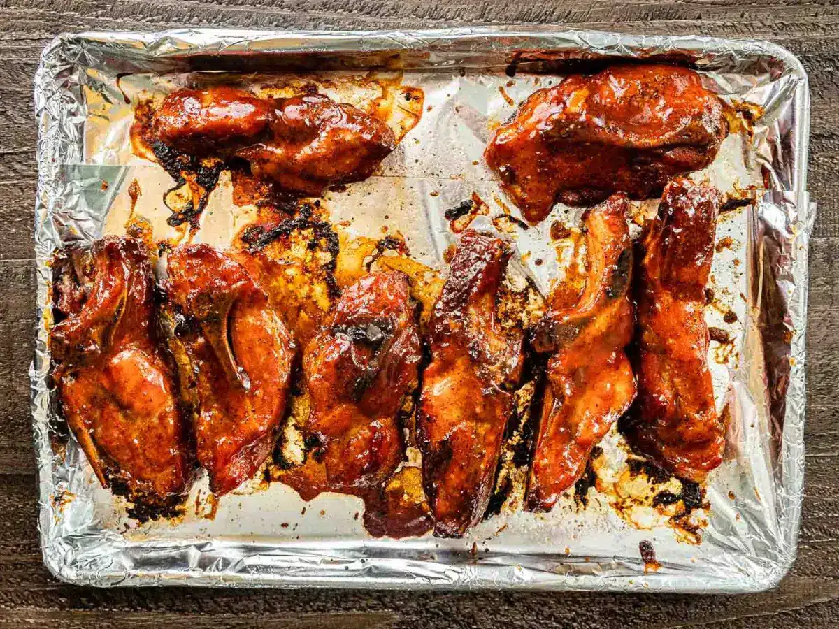Ribs on baking sheet ready to serve