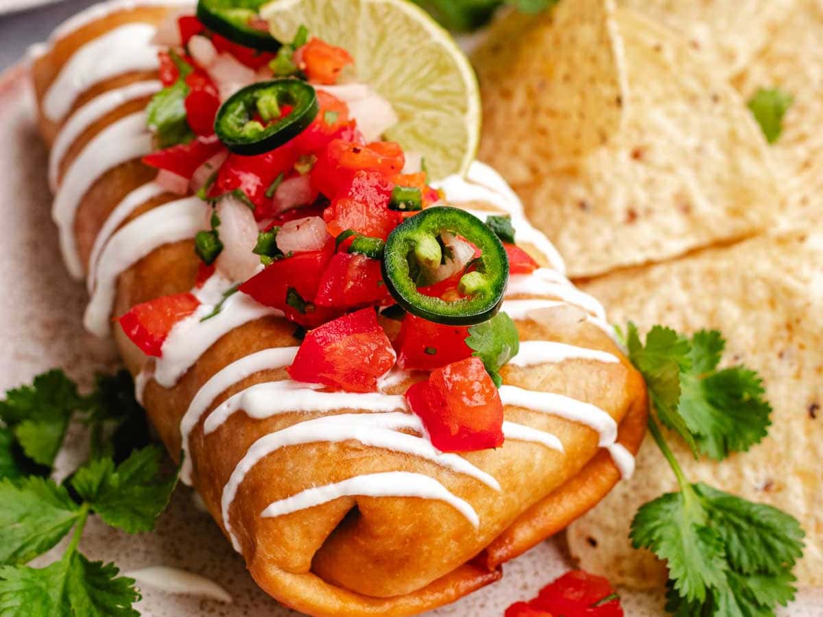 side view of mexican dinner with salsa and chips