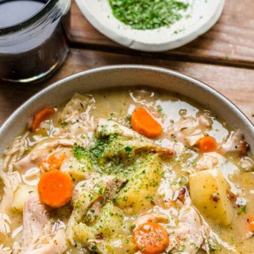 Cooked stew in bowl