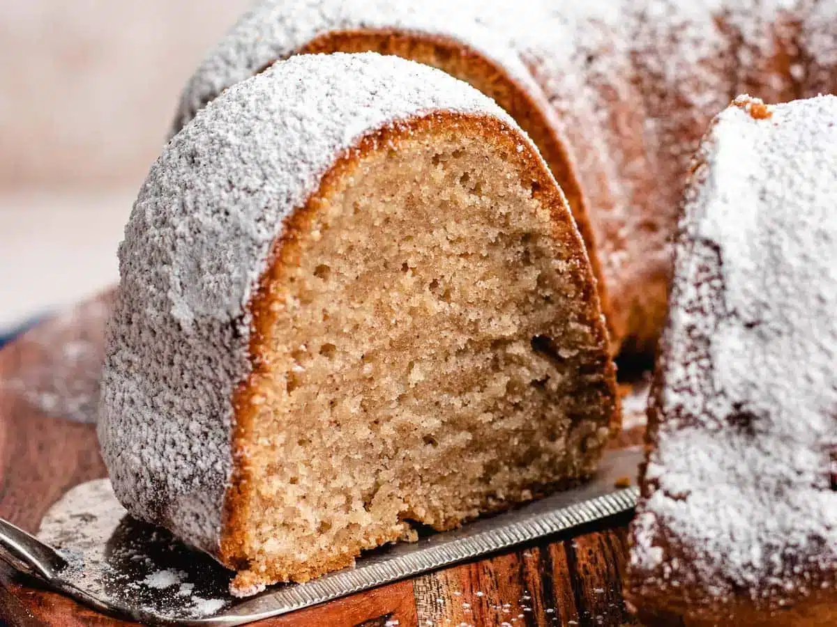 slice of cake being taken 