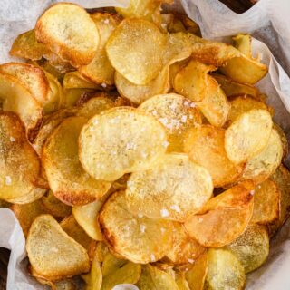 Pile of fried chips in basket