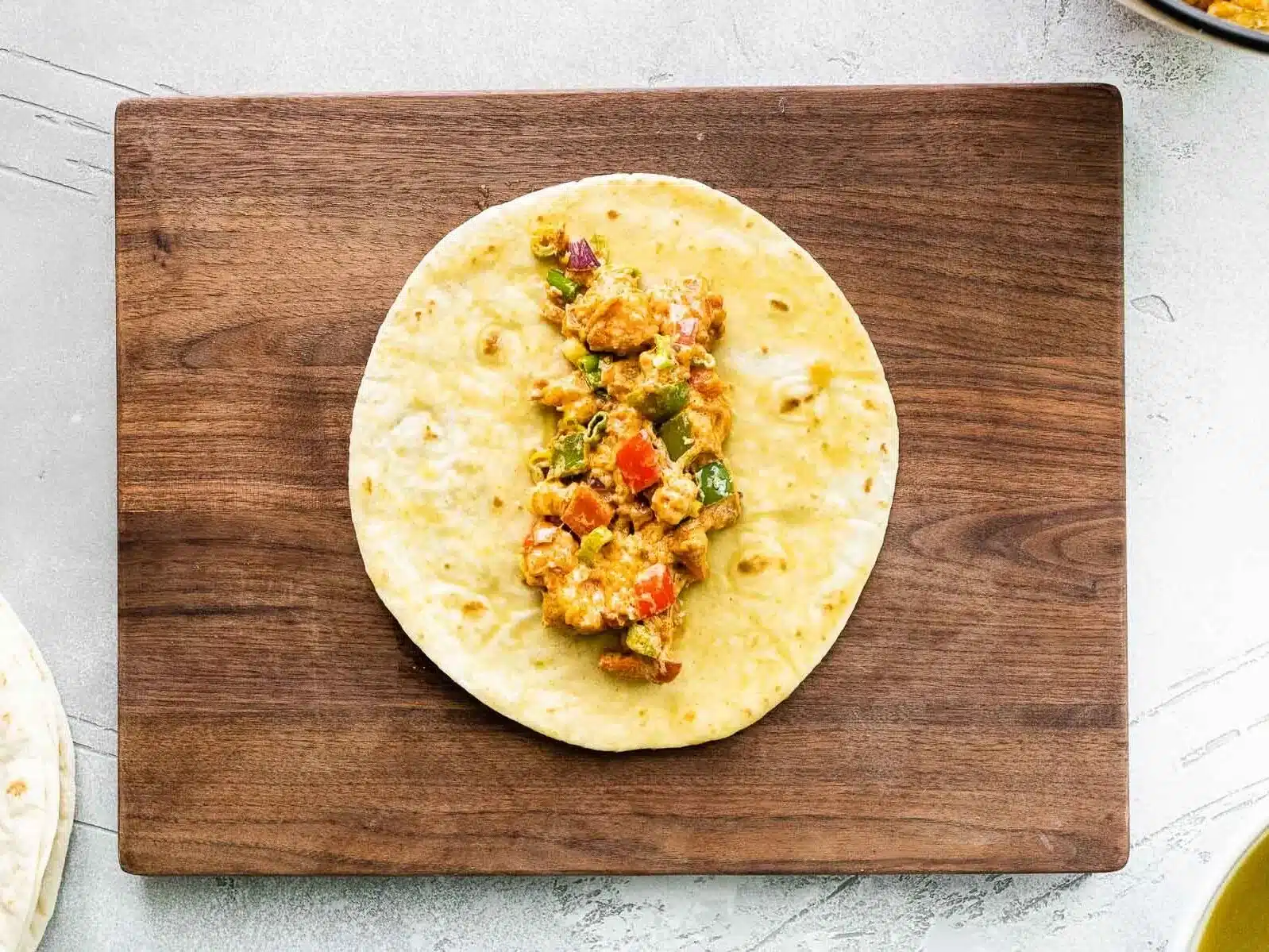 enchiladas with shrimp on tortilla