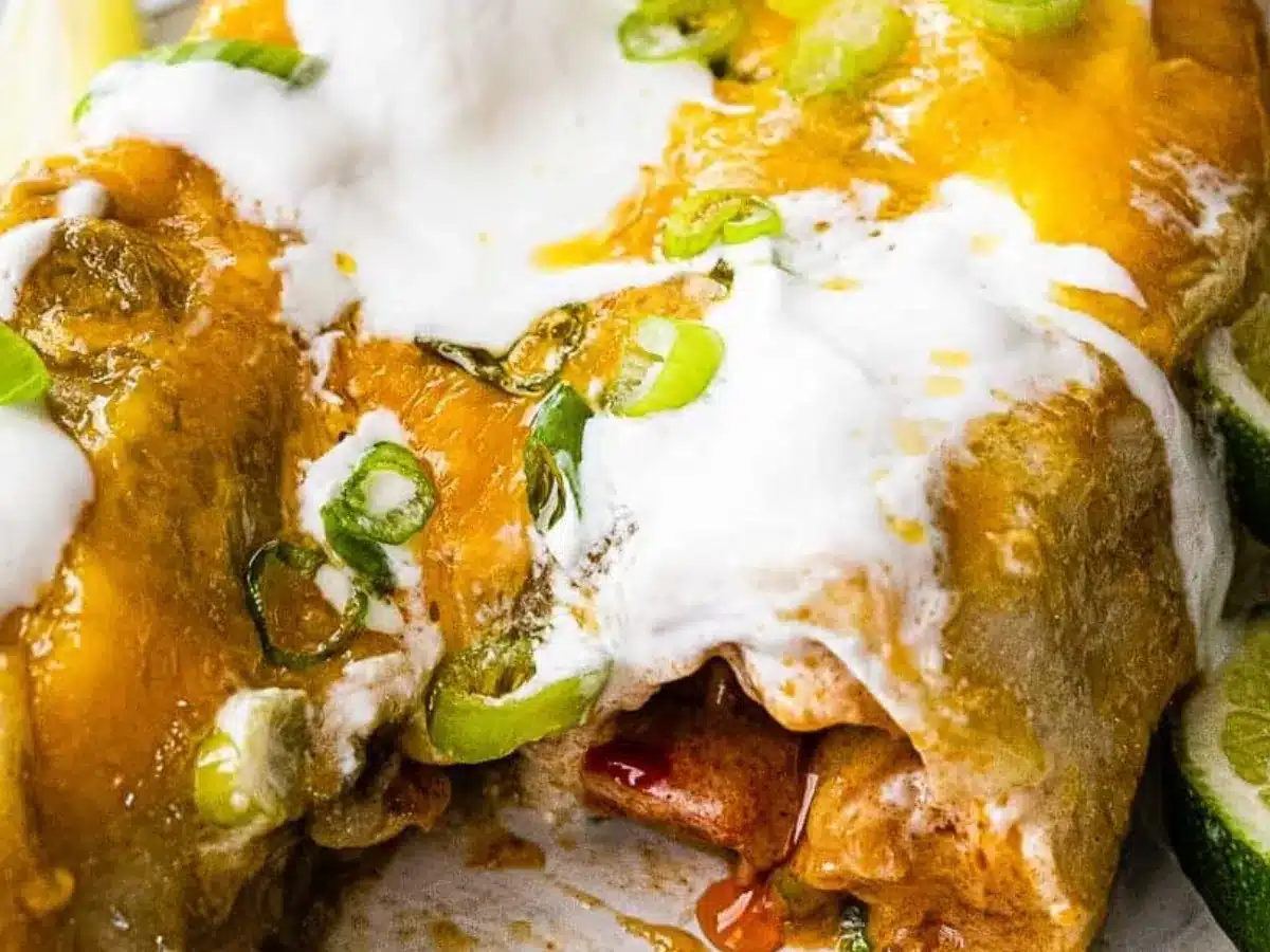 enchiladas with shrimp close up