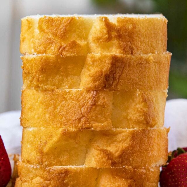 Stack of sliced angle food cake