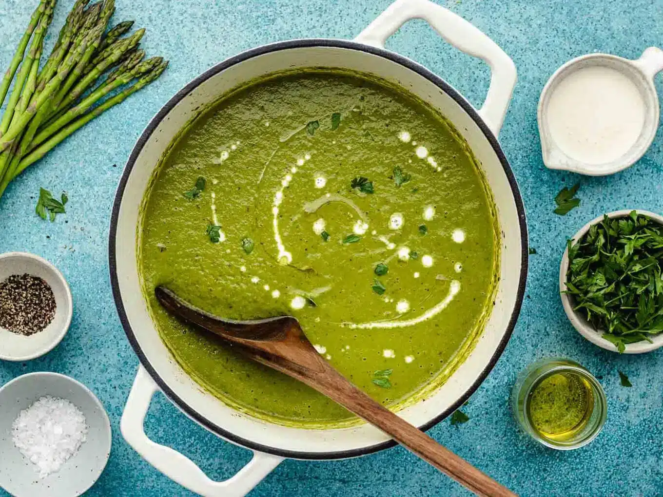 finished soup with toppings to the side