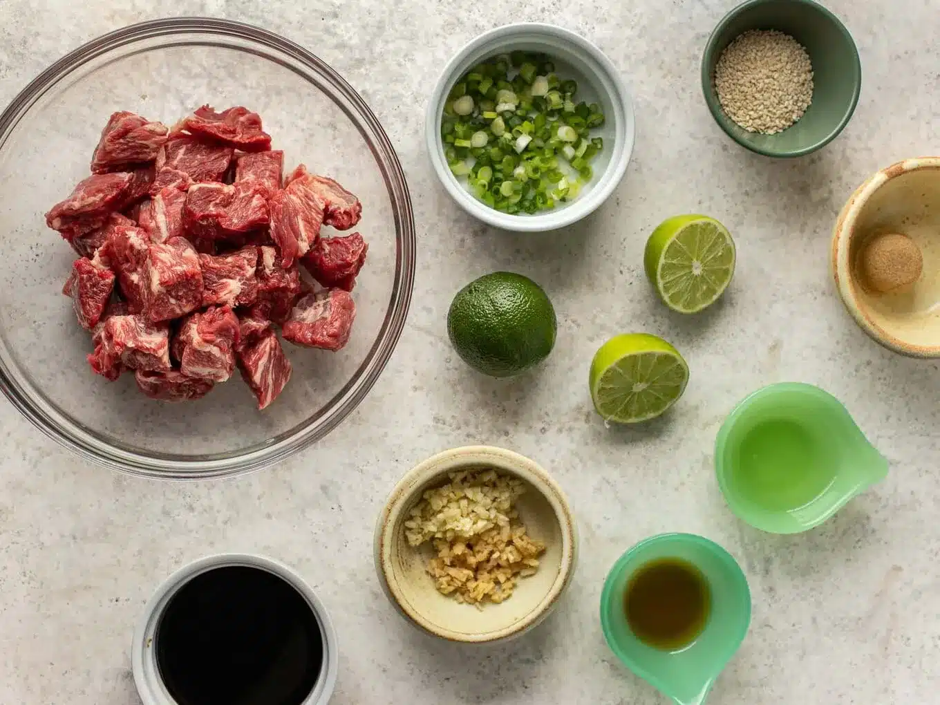 beef in preparation to marinate