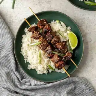 beef on stick ready to serve
