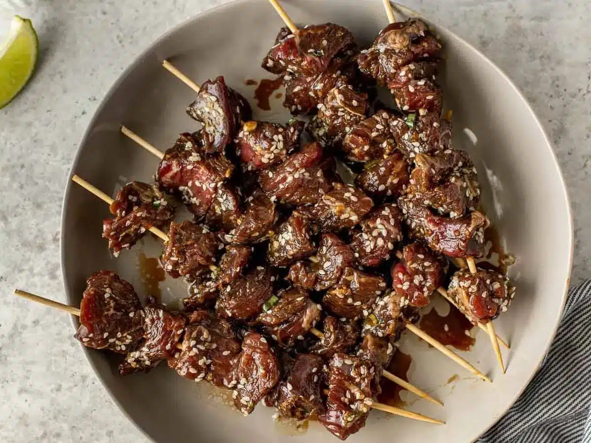 beef on stick with marinade