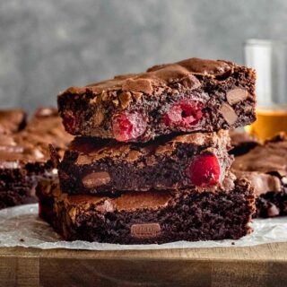 Stack of Black Forest Brownie Squares