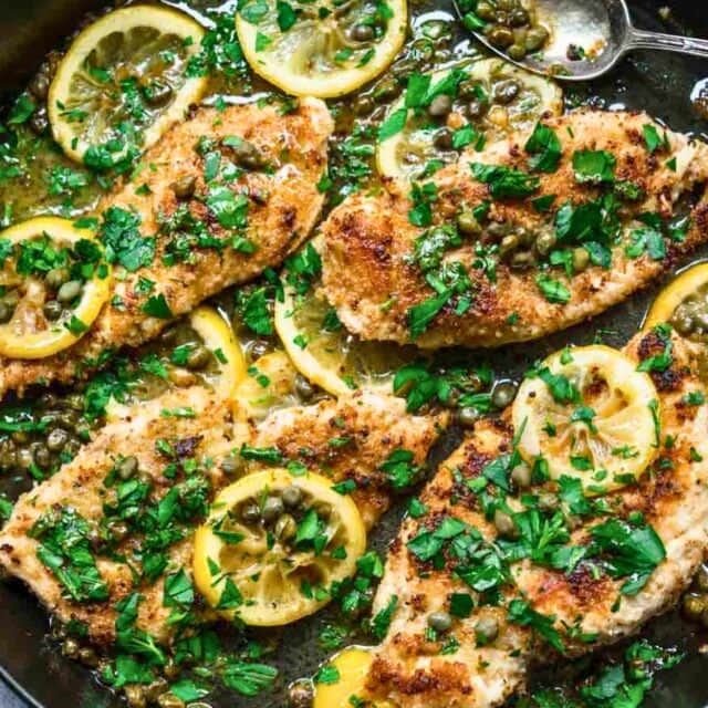 Pan of Chicken with lemon sauce