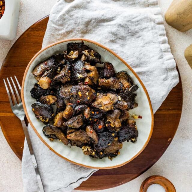 Cooked Oyster Mushrooms on a plate