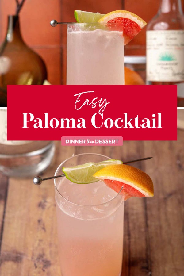 Collage of finished cocktail in tall glasses with citrus wedge garnish