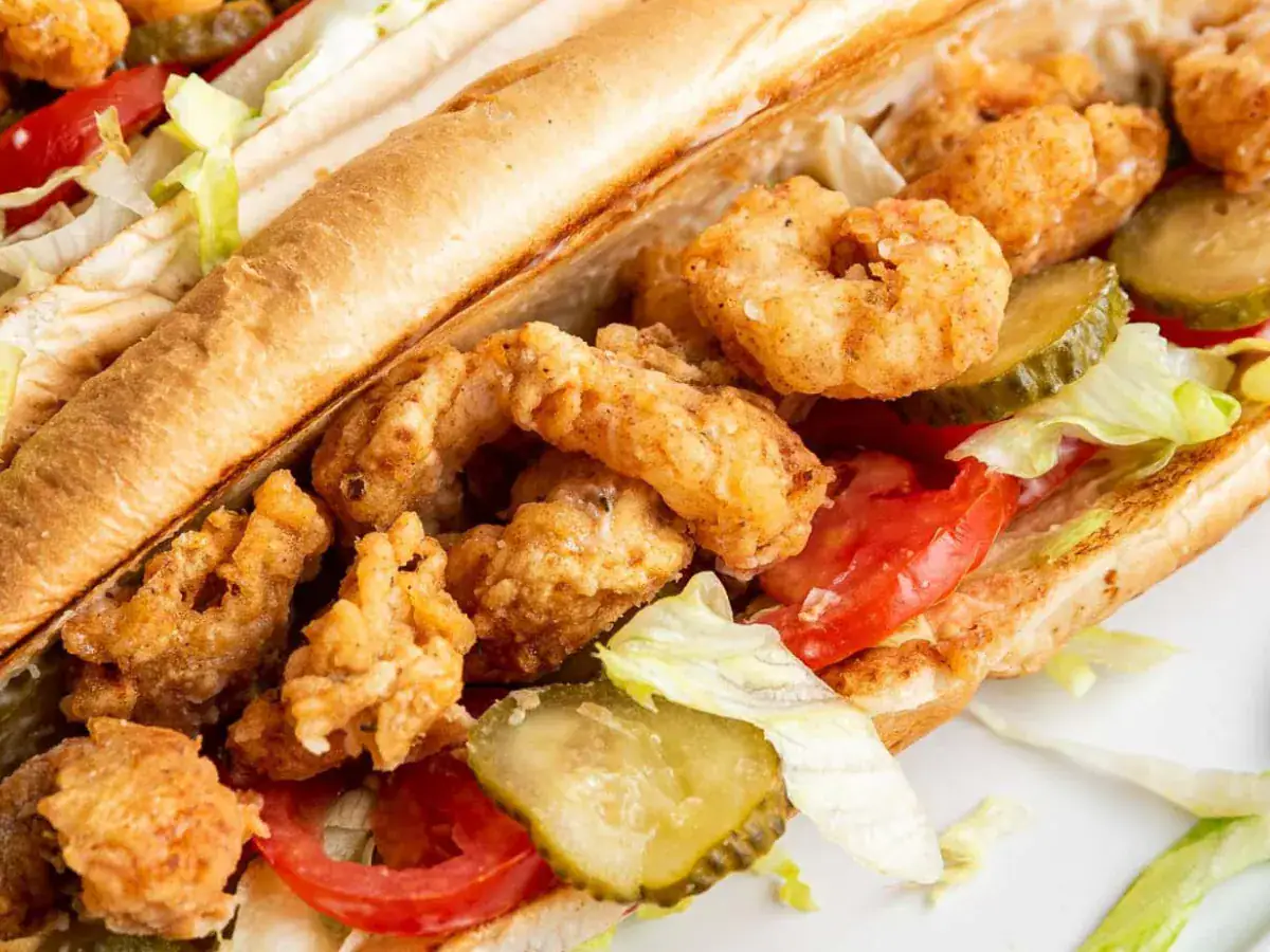 Shrimp served on sandwich