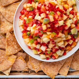 Cinnamon Tortilla Chips with fruit salsa