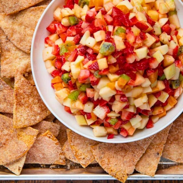 Cinnamon Tortilla Chips with fruit salsa