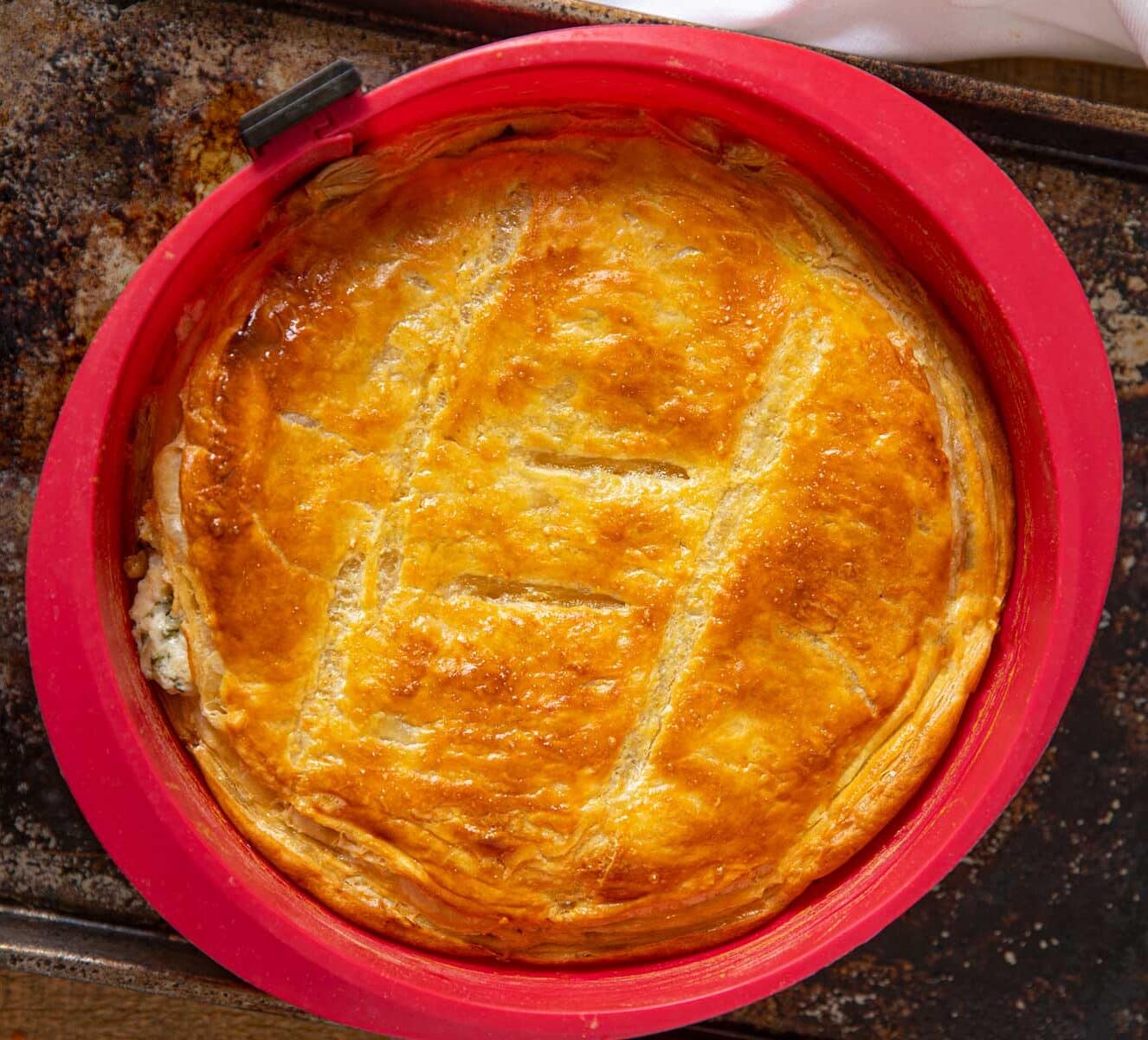 Chicken Spinach Pie in springform pan