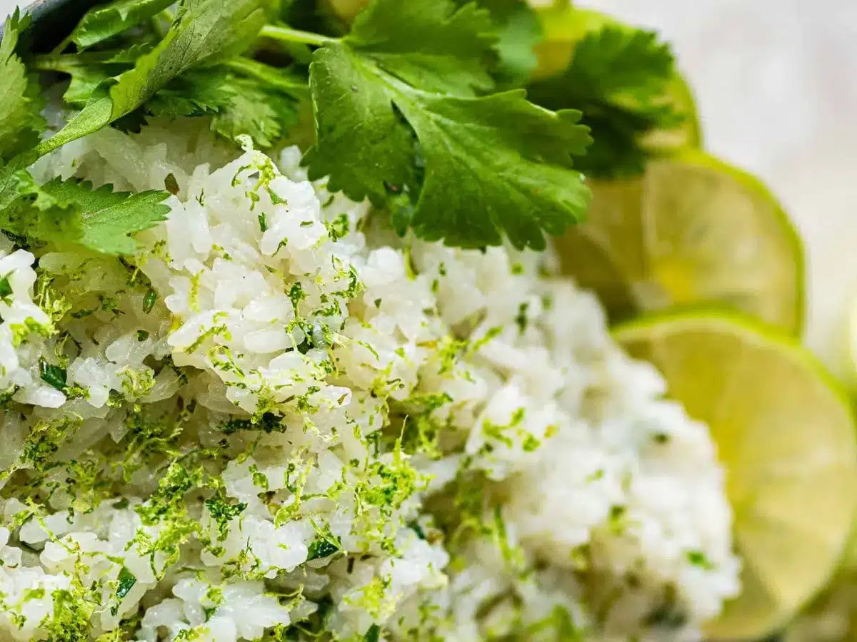 rice with cilantro  with limes 