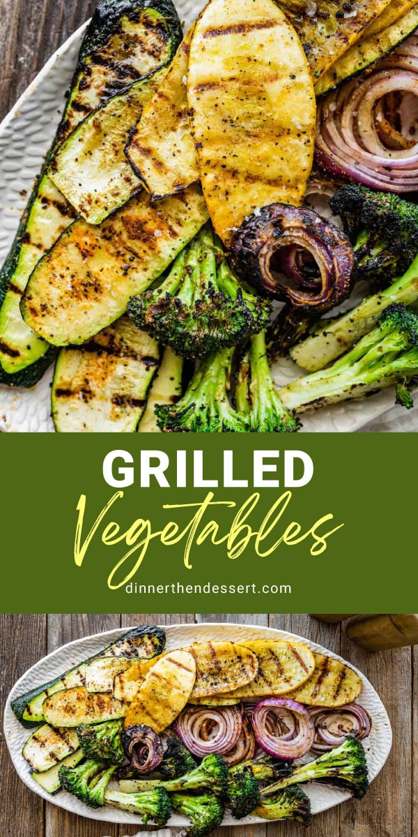 Collage of grilled assorted veggies on serving tray