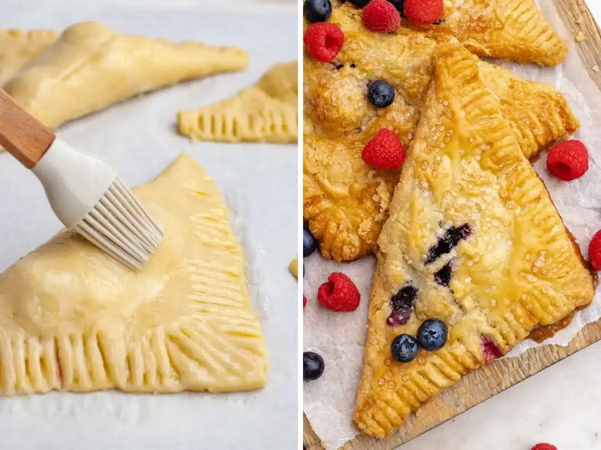 before baking the turnover and after 