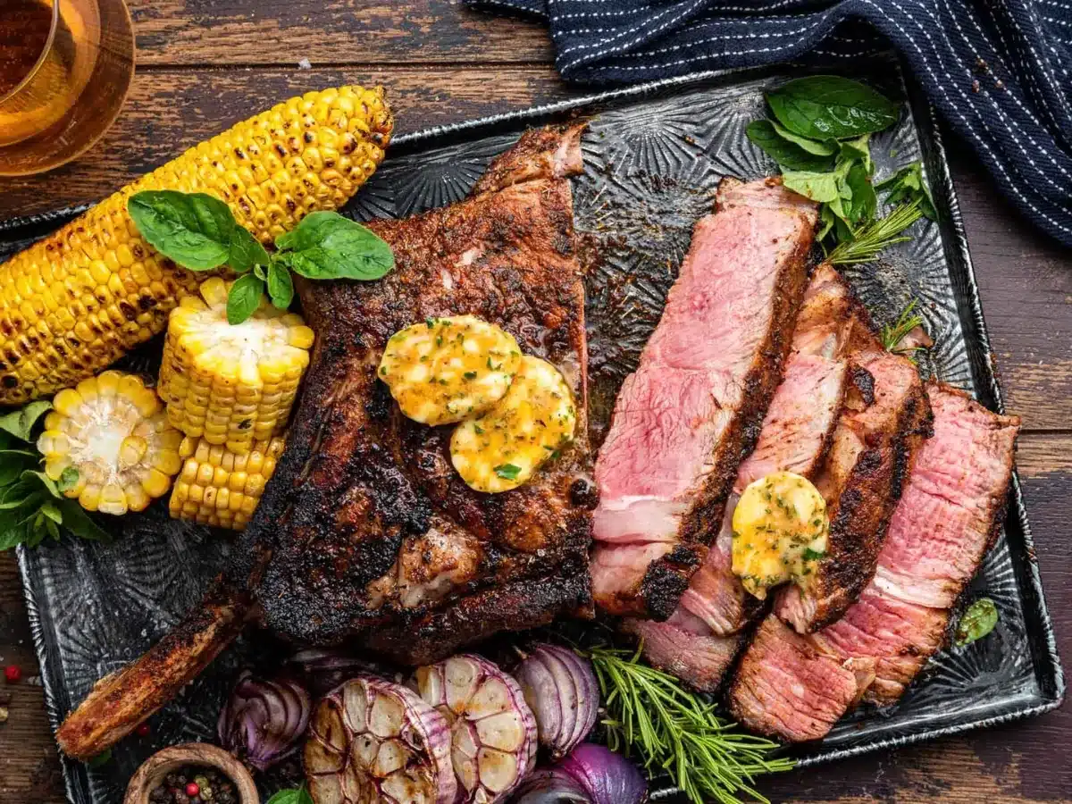 Grilled beef with veggies