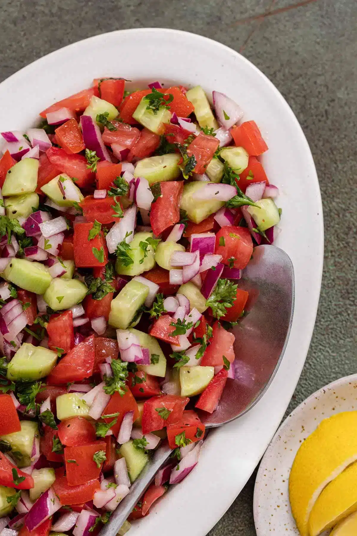 plated salad mixture