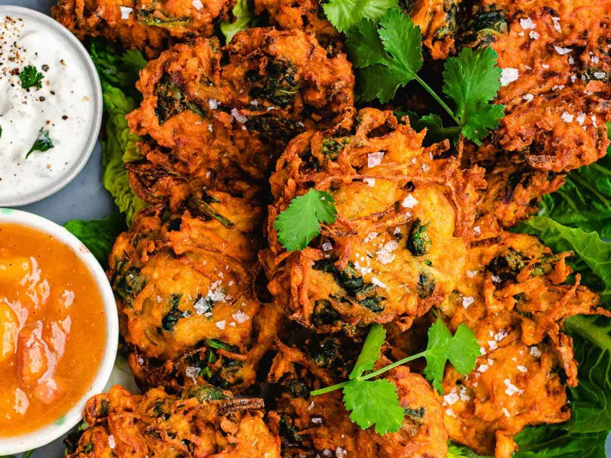 Fritters served with dipping sauce