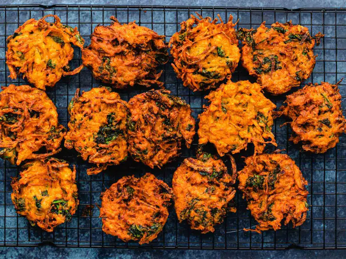 Fritters baked and resting on cooling rack