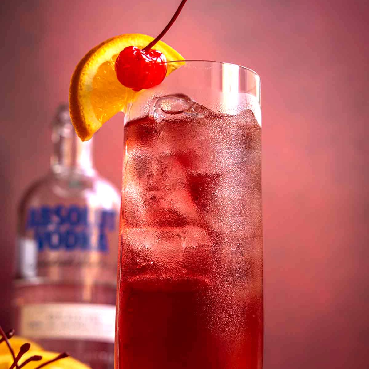 Sex on the Beach Cocktail with garnish.