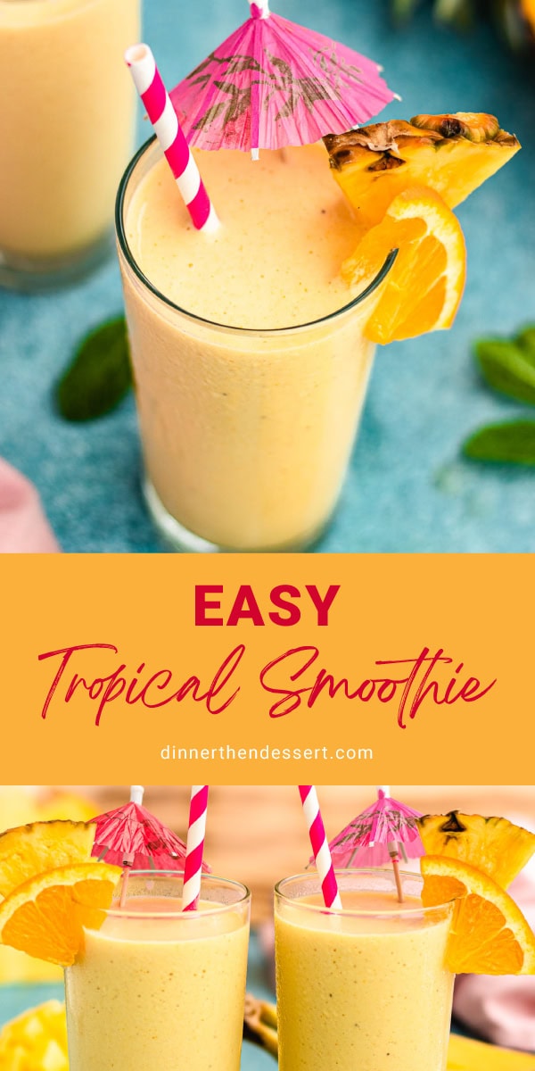 Smoothies with umbrella and straw garnish