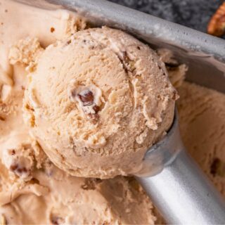 Ice Cream in deep metal dish.