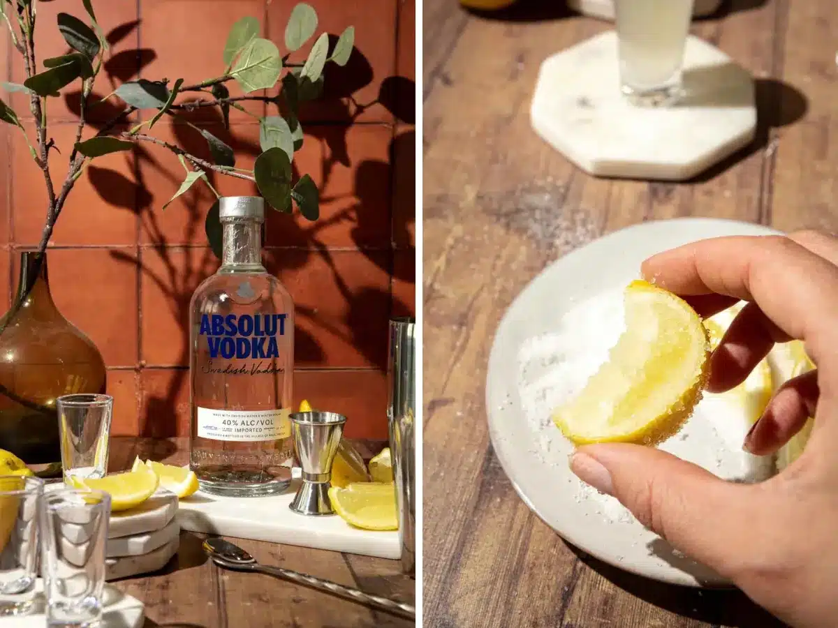 ingredients and sugaring the lemon 