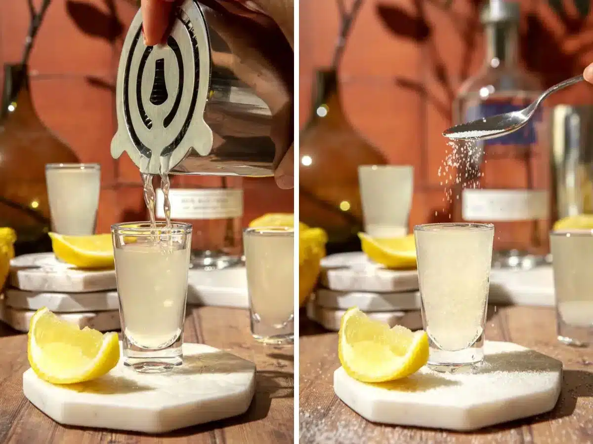 mixing the drink steps collage