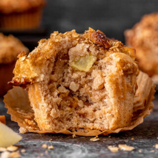 Muffin with a bite taken out of it.