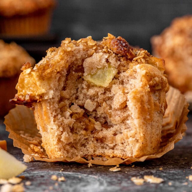 Muffin with a bite taken out of it.