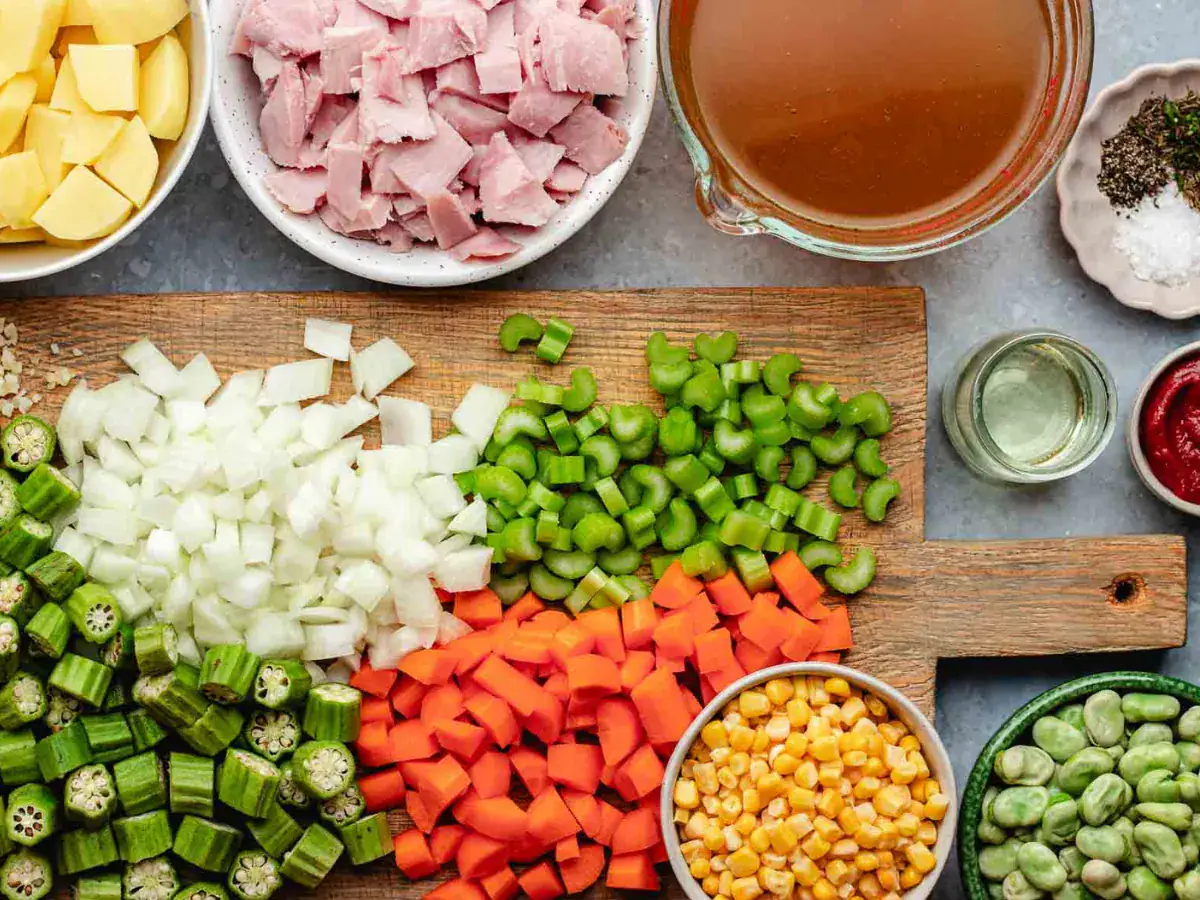 Ingredients laid out ready for soup