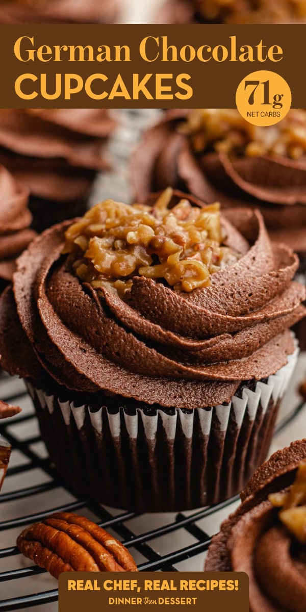 Chocolate cupcake shown on a wire rack