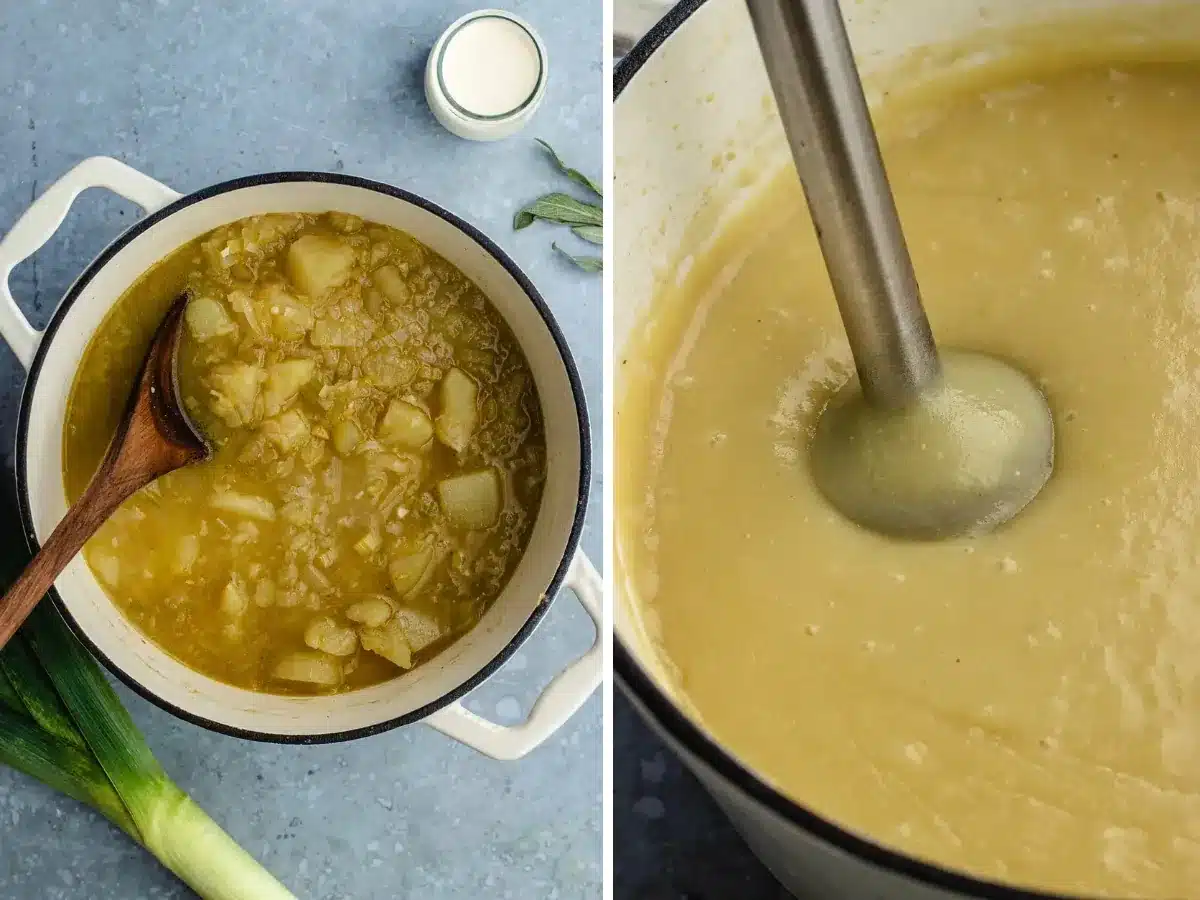finishing soup and blending soup collage 