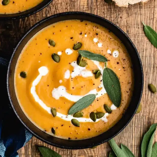 bowl of orange squash soup