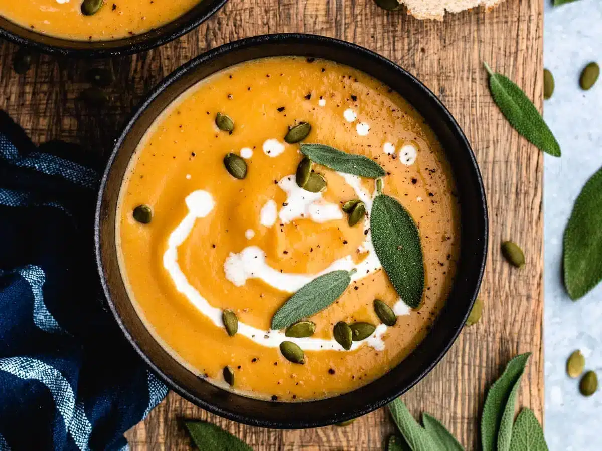 bowl of orange squash soup 